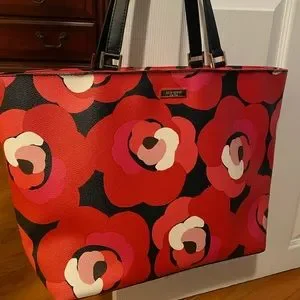 Kate Spade leather poppy tote, beautiful vibrant red color!